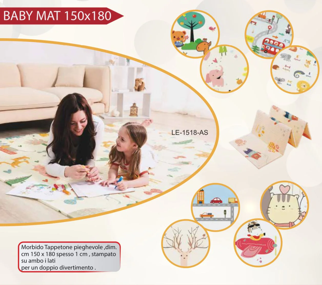 Leonie Tappeto Baby Mat 150x180 cm Double Face
