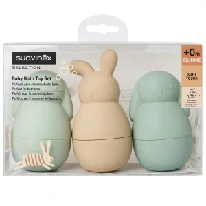 Suavinex Selection - Baby Bath Toy Set +0m - Verde Salvia / Beige