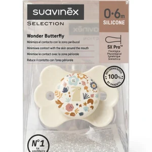 Suavinex SELECTION Ciuccio Wonder Butterfly 0-6m - Colore Panna/Beige Floreale - Coniglio