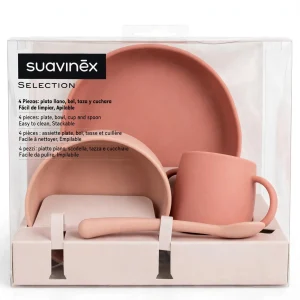 Suavinex SELECTION Set Pappa 4 Pezzi in Silicone - - Rosa