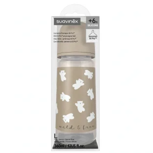 Suavinex Selection - Biberon +6m Silicone 360ml - Wild & Free Orsetti Beige