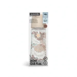 Suavinex Selection - Biberon +6m Silicone 360ml  - Floreale Beige Gold