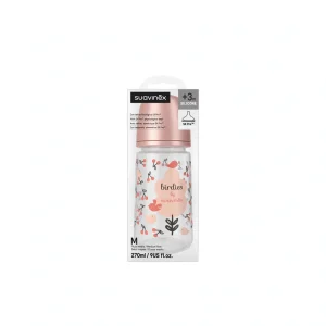 Suavinex Biberon Birdies 270ml - Rosa Cipria - +3m