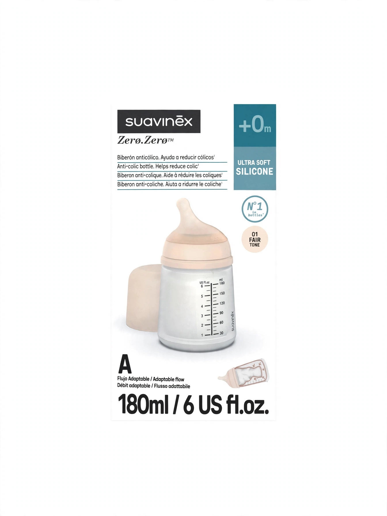 Suavinex Zero.Zero 180ml - 01 FAIR TONE - +0m
