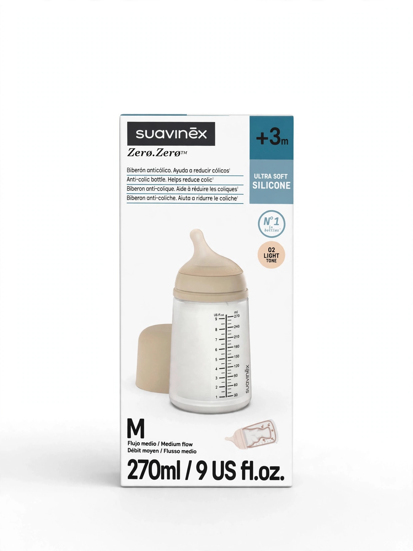 Suavinex Zero.Zero 270ml - 02 LIGHT TONE - +3m