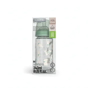 Biberon in Vetro 240ml Suavinex Selection Verde - Coniglietti