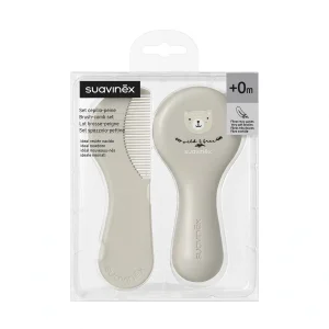 Suavinex Set Spazzola e Pettine Neonato +0M - Orsetto Beige