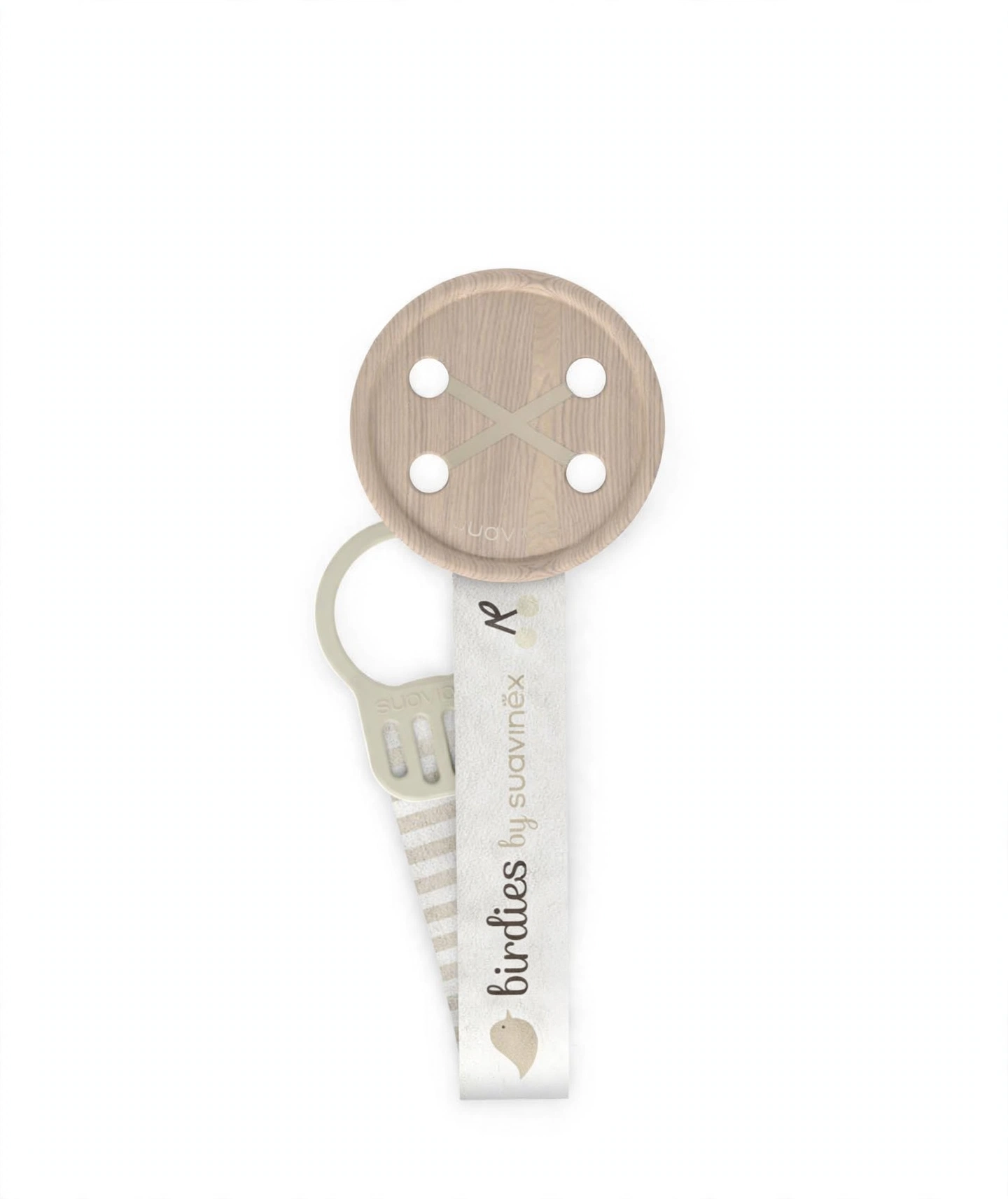 Suavinex Catenella Portasucchietto Bottone Birdies- BEIGE