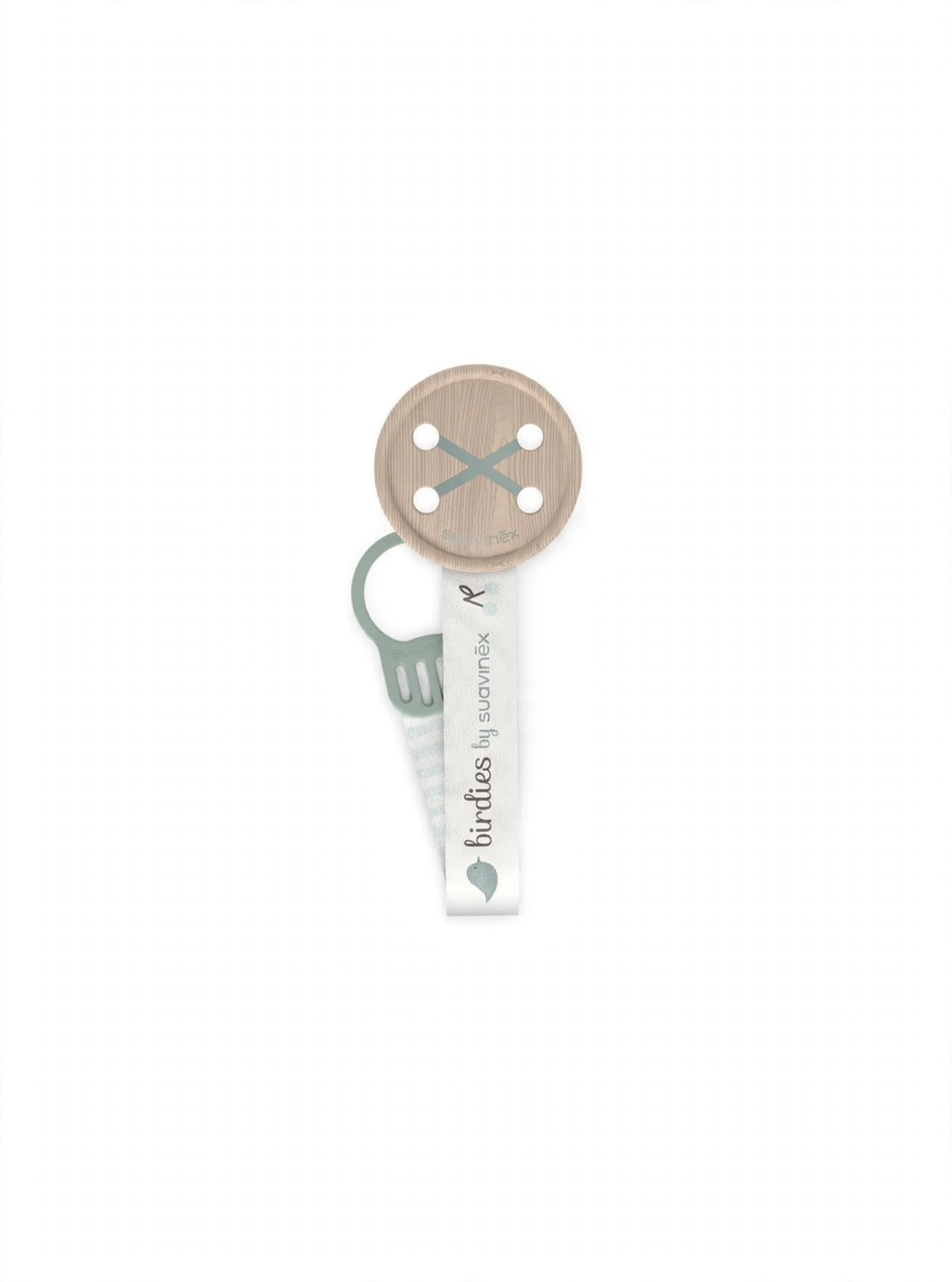 Suavinex Catenella Portasucchietto Bottone Birdies -Verde Menta