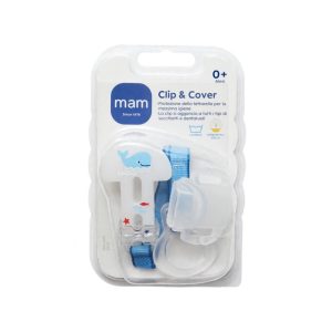 MAM Clip & Cover Set Catenella  - Azzurro Balenottera - 0+ Mesi