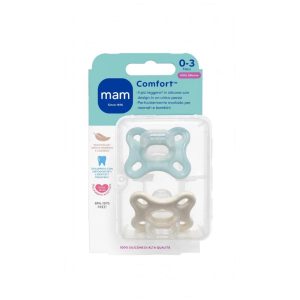 MAM Comfort  - Doppio Pack Ciucci 0-3 Mesi - Verde Acqua Chiaro / Panna
