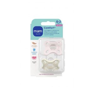 Mam Comfort-Doppio Pack Ciucci 0-3mesi Rosa Chiaro /Panna