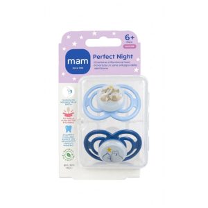 MAM Perfect Night 6+ Mesi – Doppio Pack Ciucci Silicone – Azzurro/Blu