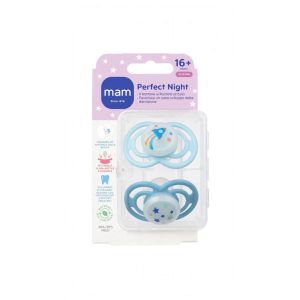 MAM Perfect Night 16+ Mesi - Doppio Pack Ciucci Silicone - Azzurro / Blu