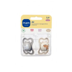 MAM Air 2-6 Mesi - Doppio Pack Ciucci Silicone - Grigio / Beige