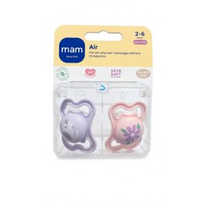 MAM Air 2-6 Mesi – Doppio Pack Ciucci Silicone – Rosa/Lilla