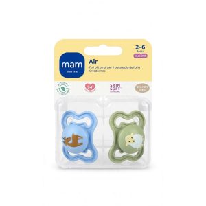 MAM Air 2-6 Mesi – Doppio Pack Ciucci Silicone – Azzurro/Verde