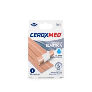 Ceroxmed Striscia Elastica 50cm x 8cm con Garza Disinfettante